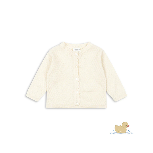 Venti Pointelle Cardigan - Antique White - Fijngebreid Vestje - Biologisch Katoen - GOTS - Konges Sløjd