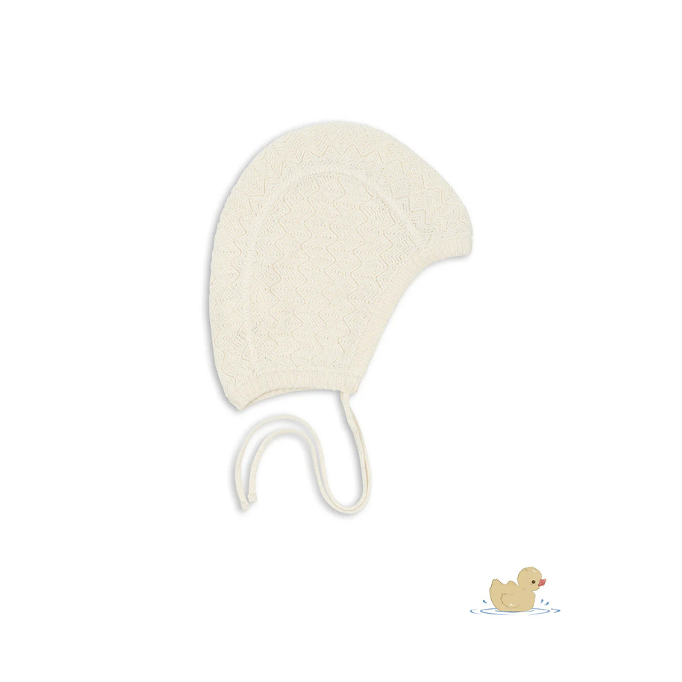 Venti Hat - Antique White - Pointelle Bonnet/Mutsje - Biologisch Katoen - GOTS - Konges Sløjd
