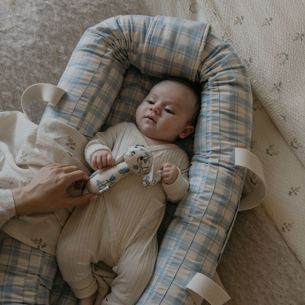 Baby Nest - Plaid Sky Blue - Babylft - Biologisch katoen - Geruit/Aardbeitjes - Garbo & Friends - Garbo&Friends - productfoto - afbeelding 6