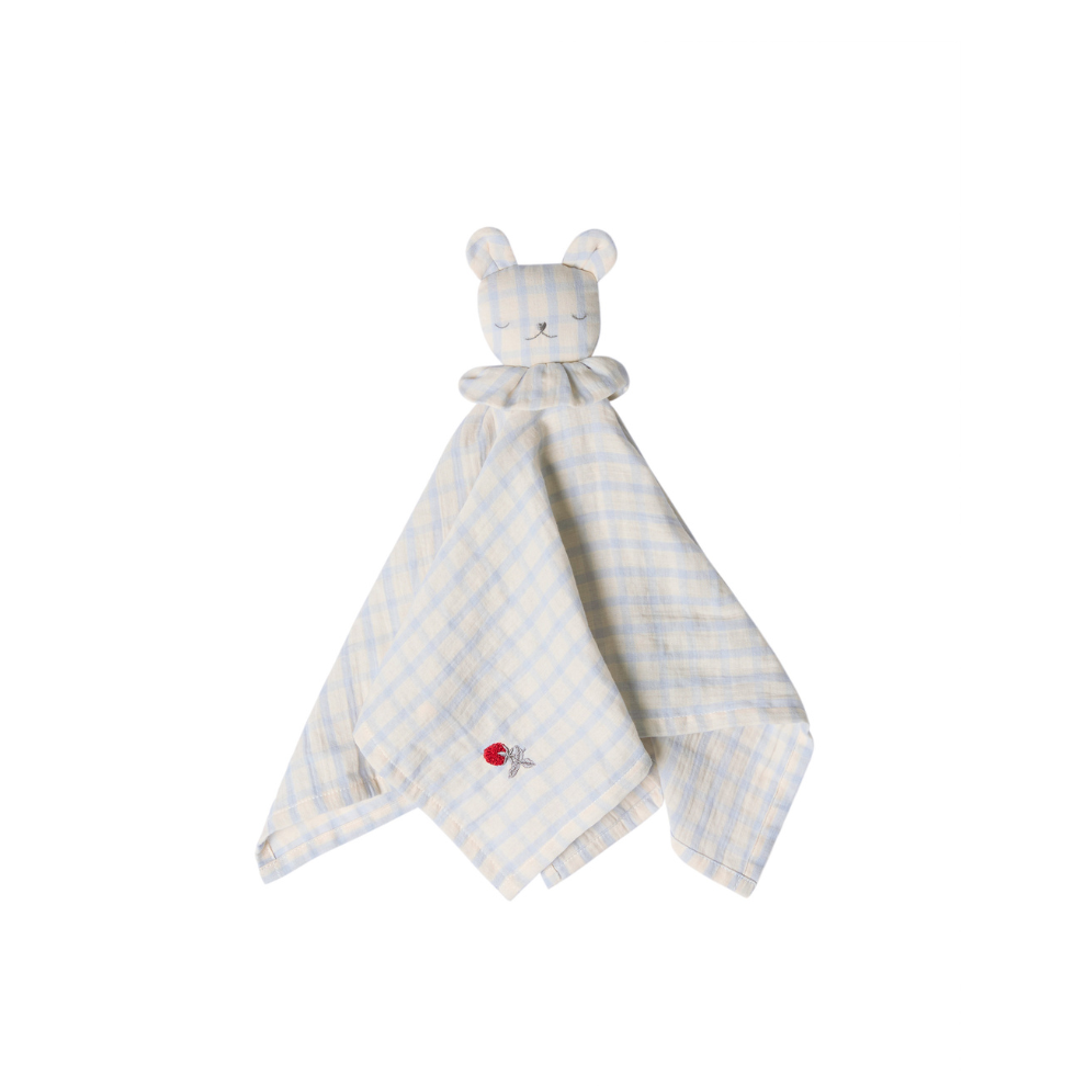 Knuffeldoekje beer - Biologisch katoen - Muslin Bear - Gingham Sky blue - Garbo&Friends