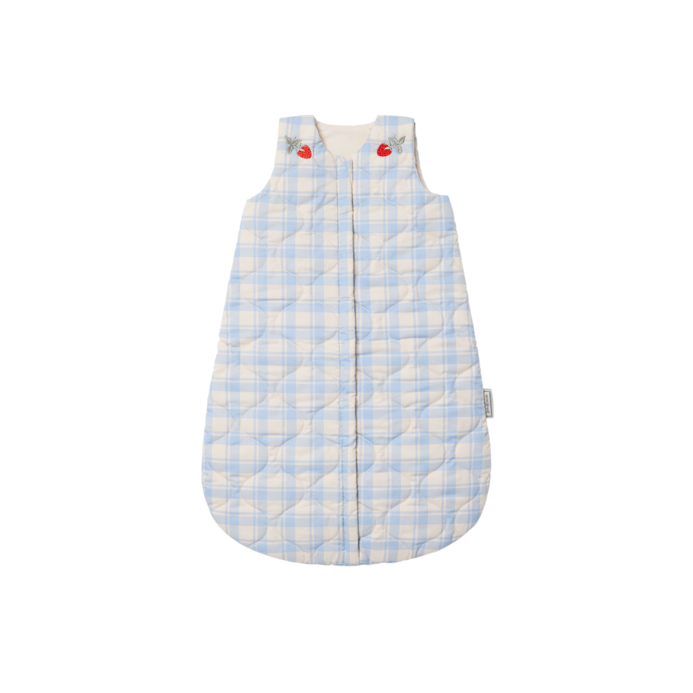 Gewatteerde Slaapzak - Plaid Sky Blue - Biologisch katoen - Garbo&Friends - productfoto