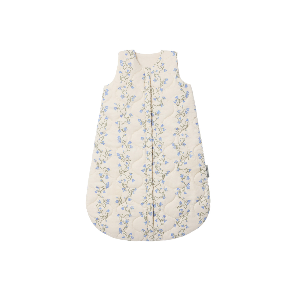 Gesteppter Schlafsack – Bell Flower/Blaues Blumenmuster – Bio-Baumwolle – Garbo&Friends