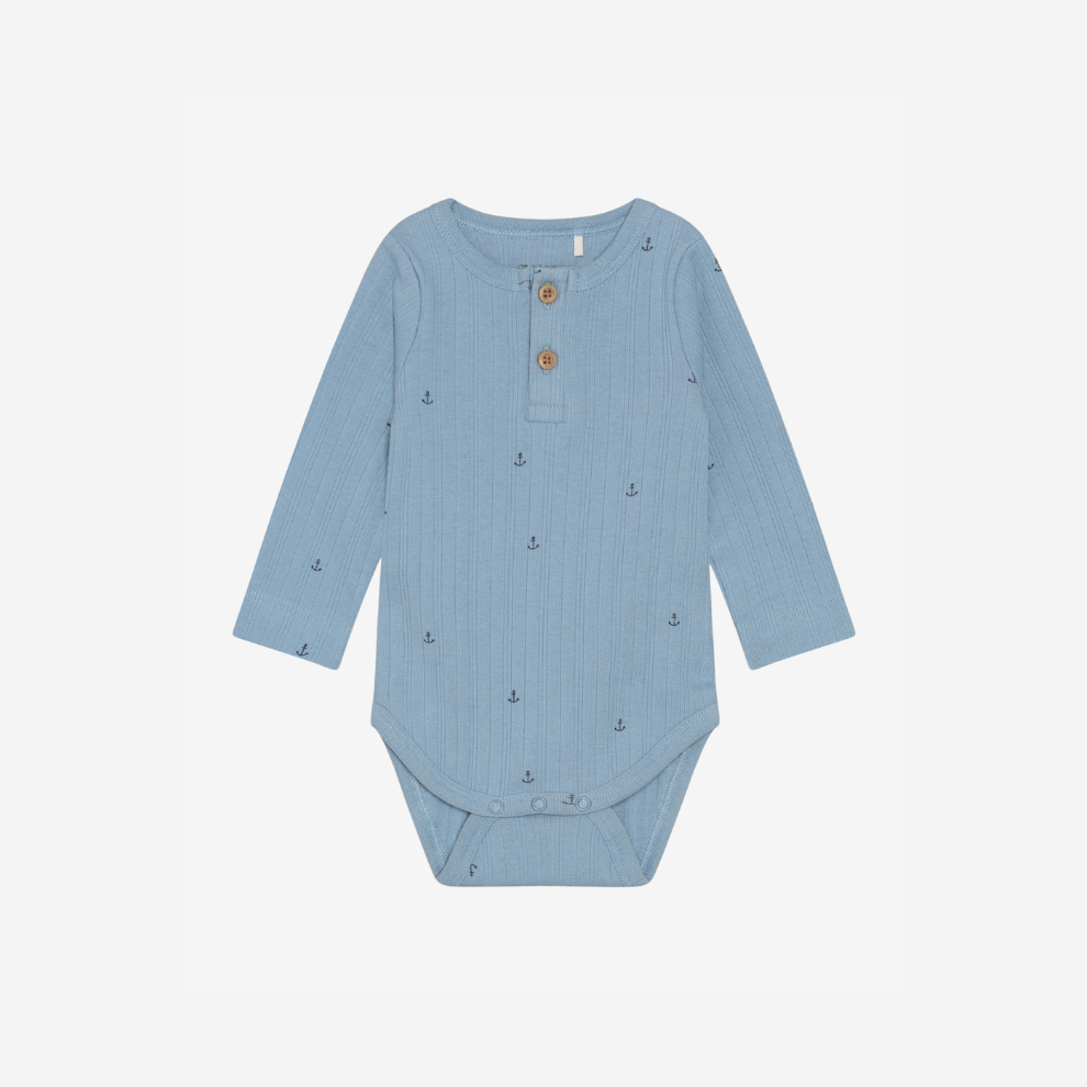 Romper Lange Mouw - Biologisch Katoen - Mountain Spring/Blauw - Fixoni - voorkant