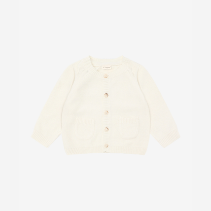 Knitted Baby Cardigan - Organic Cotton - Knit Cardigan - Antique White - GOTS - Fixoni