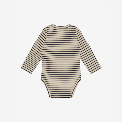 Strampler langarm - LS Rib Body - Medieval Blue Stripe - GOTS - Baumwolle - En Fant