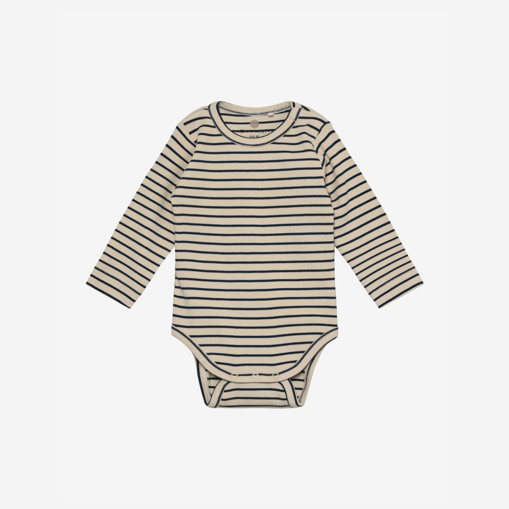 Strampler langarm - LS Rib Body - Medieval Blue Stripe - GOTS - Baumwolle - En Fant