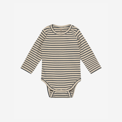 Strampler langarm - LS Rib Body - Medieval Blue Stripe - GOTS - Baumwolle - En Fant