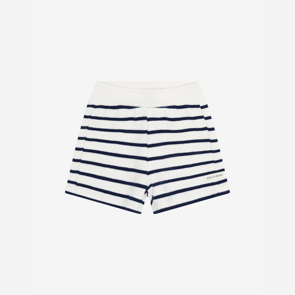 Gestreept Korte Broekje - Sweat Shorts - Medieval Blue Stripe - Katoen - En Fant - voorkant - afbeelding 2