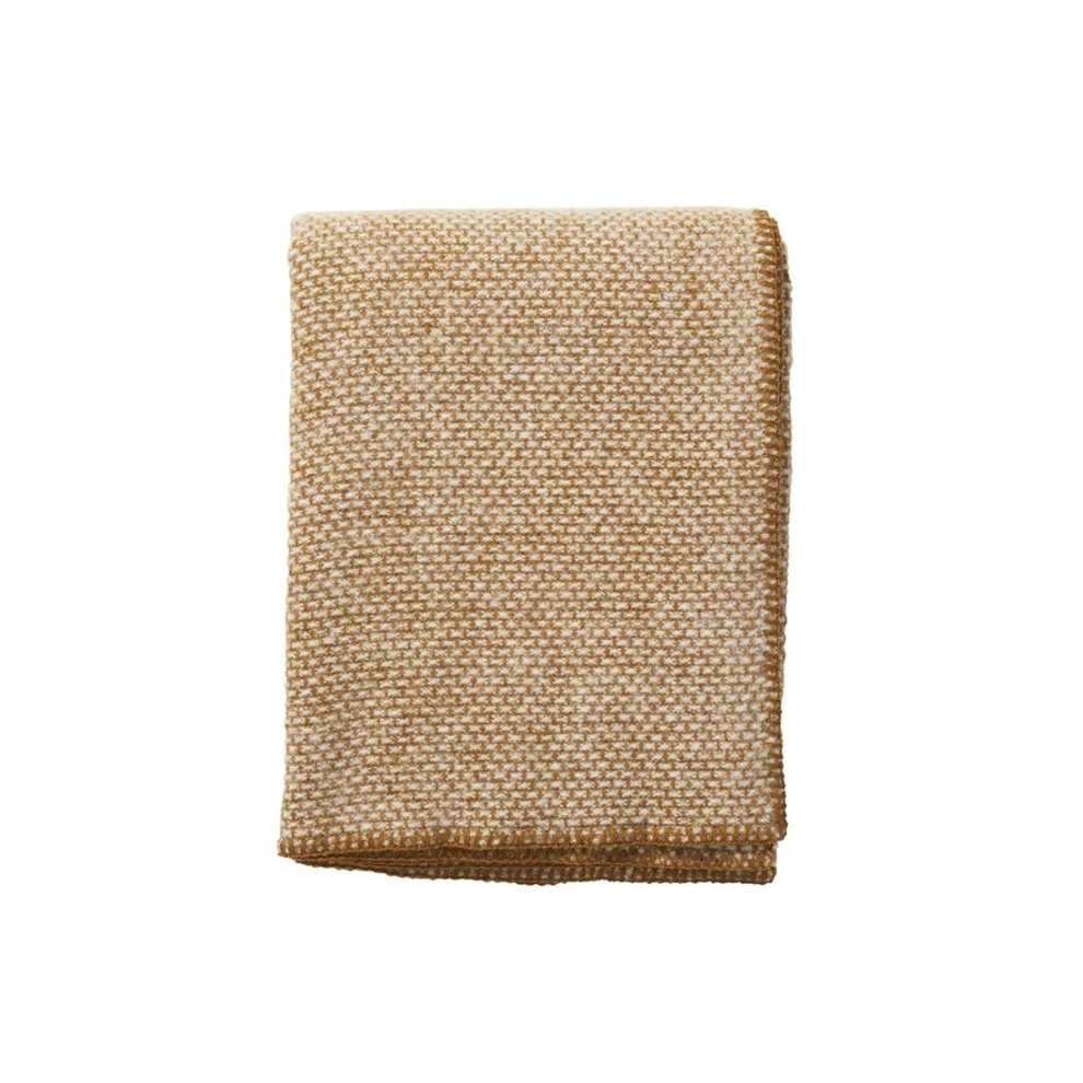Wiegdeken Domino baby - Zuiver scheerwol - Caramel/Bruin - Klippan - productfoto
