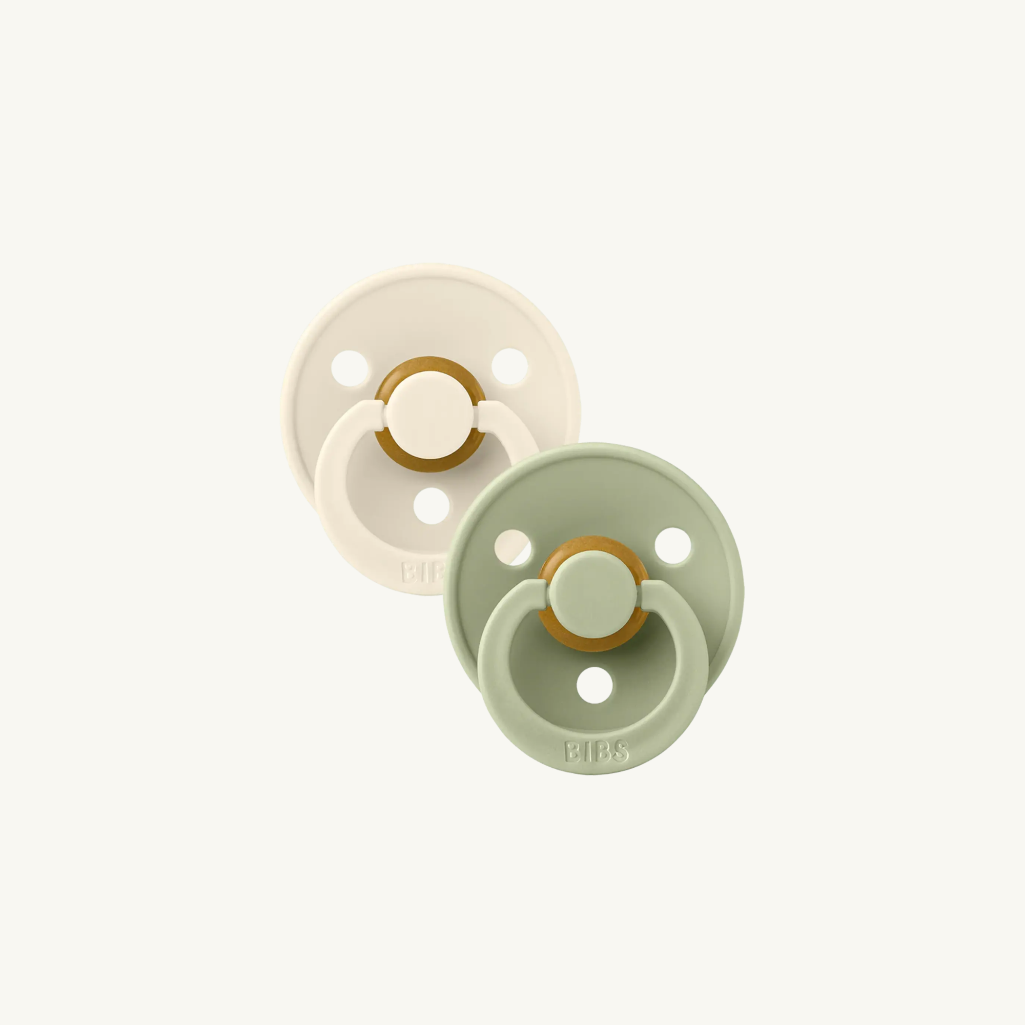 Fopspeen 2-pack - Ivory/Sage - Rond - Natuurlijk rubberlatex - BIBS - productfoto