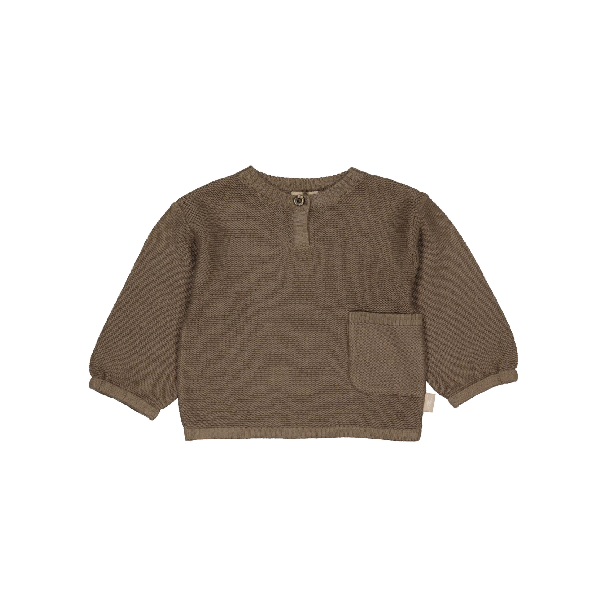 Gebreid baby truitje Nelle - Light Brown - 100% katoen - LEVV Labels - voorkant