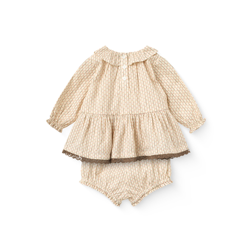 Ensemble bébé blouse et bloomer - Imprimé fleurs sable - 100 % coton biologique - Couleurs de Copenhague - dos