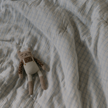 Gewatteerde deken - 100x140cm - Seersucker Filled Blanket - Gingham Sky Blue - Garbo&Friends