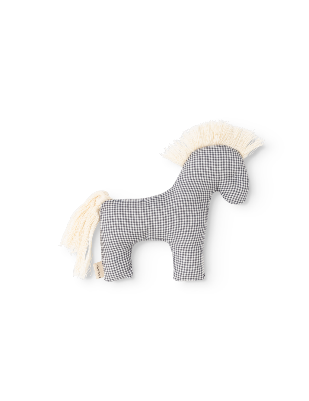 Cuddle Rattle Little Horse - Organic Cotton - Blue Check - MarMar Copenhagen