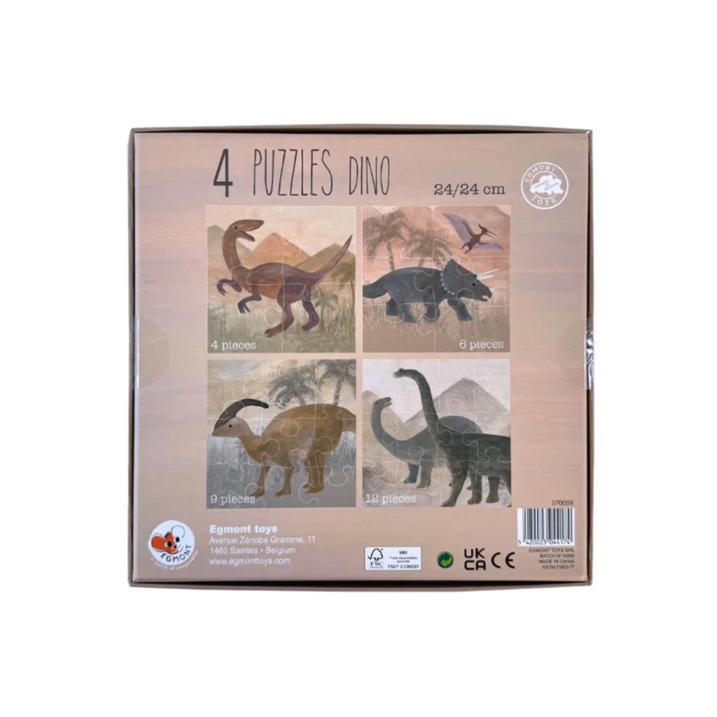 4 Puzzels Dino - FSC karton - Egmont Toys - verpakking - afbeelding 2