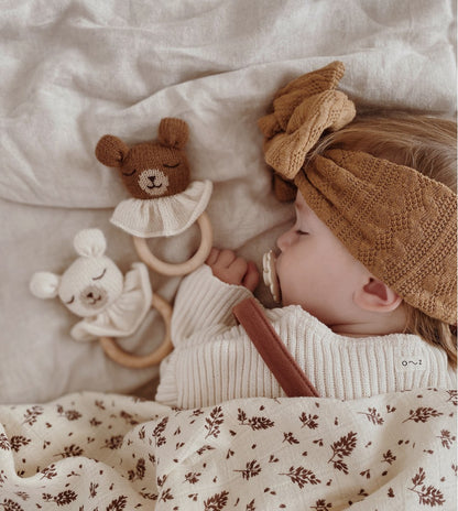Teether/Teething ring - Teddy bear - Alpaca wool - Main Sauvage