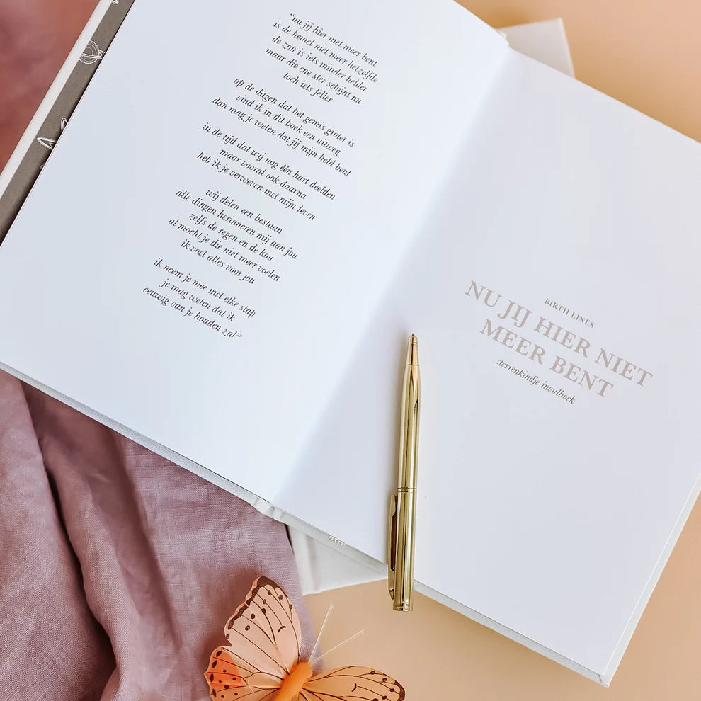 Nu jij hier niet meer bent – Livre du souvenir et carnet pour votre bébé étoile – Birth Lines