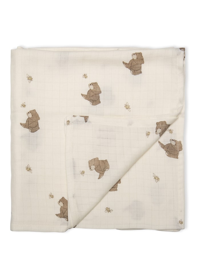 Hydrofiele swaddle - Biologisch katoen - 120 x 120 cm - Bees and Bears - That's mine - productfoto