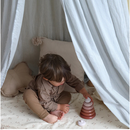 Bedhemel/Canopy - 100% biologisch katoen - GOTS - CamCam Copenhagen classic blue stripe lifestyle
