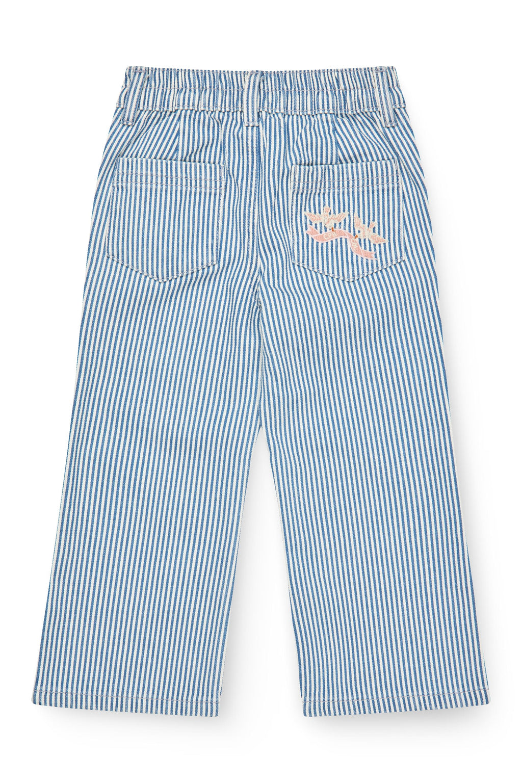 Gestreepte twill broek - Wide leg & geborduurd detail - Spijkerbrok - Copenhagen Colors achter