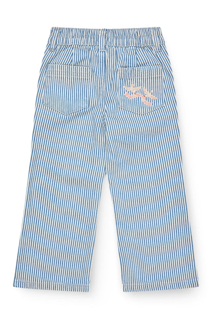 Gestreepte twill broek - Wide leg & geborduurd detail - Spijkerbrok - Copenhagen Colors achter