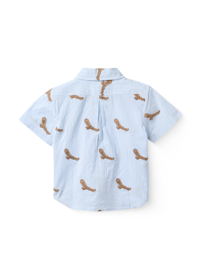 Korte mouwen top - Overhemd - Eagles - Biologisch katoen - Blauw - Copenhagen Colors achter