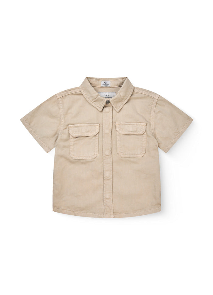 Twill Safari Shirt - Korte mouw - Biologisch katoen - Beige - Copenhagen Colors voor
