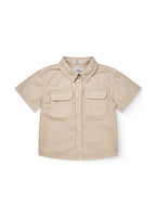 Twill Safari Shirt - Korte mouw - Biologisch katoen - Beige - Copenhagen Colors voor
