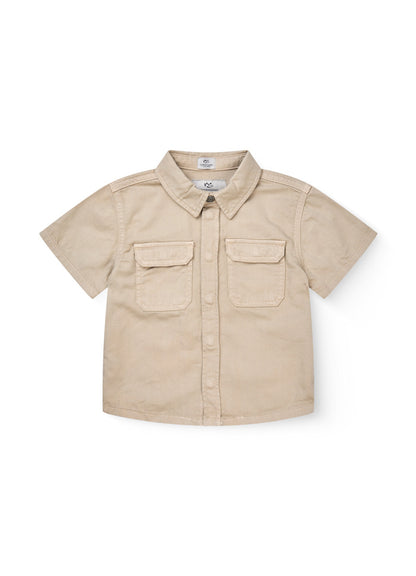 Twill Safari Shirt - Korte mouw - Biologisch katoen - Beige - Copenhagen Colors voor