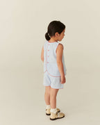 Top met broekje set - Biologisch katoen - Sky blue/gestreept - Copenhagen Colors achter model
