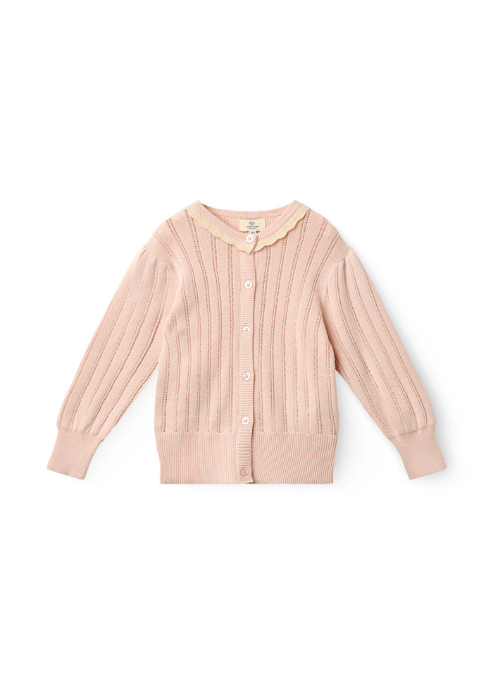 Gebreid vestje - Pointelle - Biologisch katoen - Dusty Rose/roze - Copenhagen Colors voor