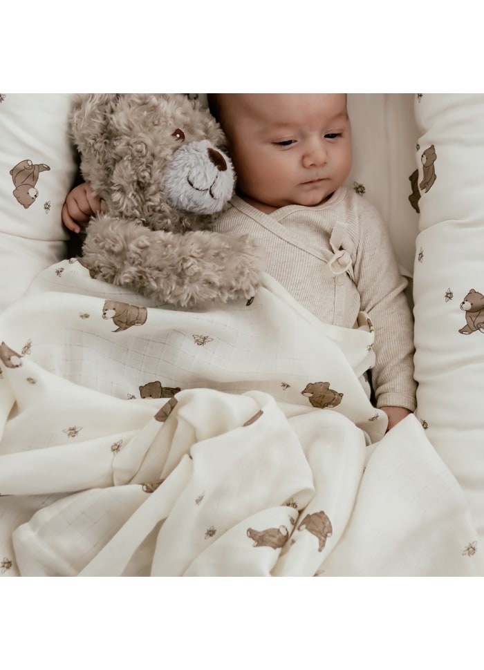 Hydrofiele swaddle - Biologisch katoen - 120 x 120 cm - Bees and Bears - That's mine - productfoto - afbeelding 3