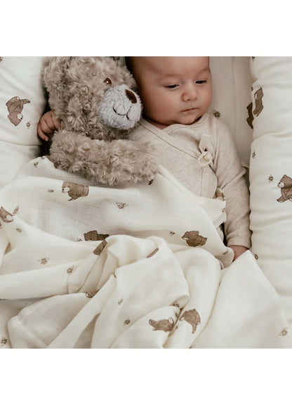 Hydrophilic Swaddle - Organic Cotton - 120 x 120 cm - Bees and Bears - That's Mine