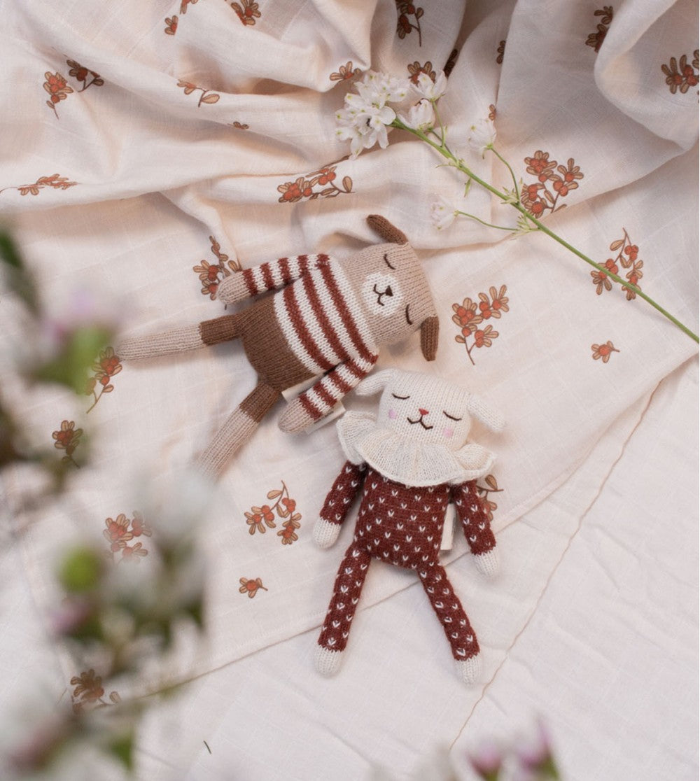 Gebreid knuffel hondje/puppy - Striped sweater - Alpaca wol - Main Sauvage - productfoto