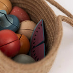 Houten Fruit- en Groenteset – 8-delige speelset met jute mandje – Egmont Toys
