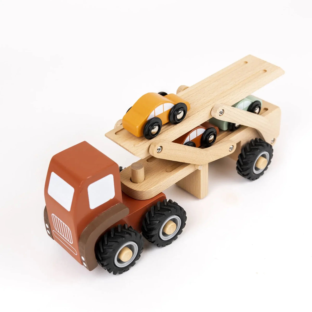 Houten Autotransporter – Houten vrachtwagen met 4 auto's – Egmont Toys