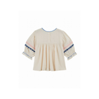 Top korte mouw - Blouse Brodee - Biologisch katoen - Creme - Emile et Ida achter