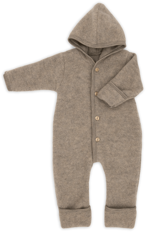 Buitenpak/jumpsuit - Biologische Wol fleece - Engel Natur walnut walnoot bruin