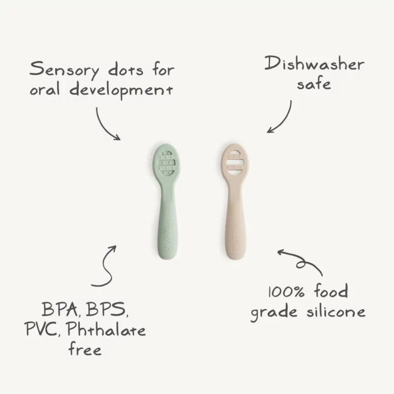 Mushie - Eerste Baby Lepel Set - Food-grade siliconen