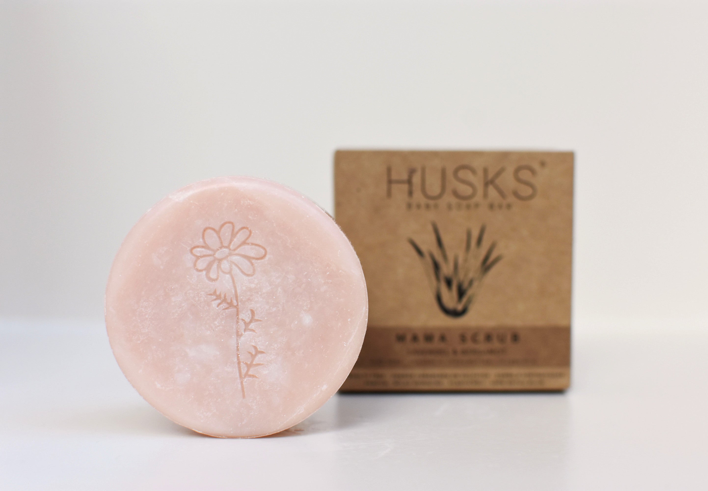 HUSKS - Mama Scrub Bar - Lavendel & bergamot - Aroma therapeutisch - 100% natuurlijk - SLES vrij - zeep voor doosje