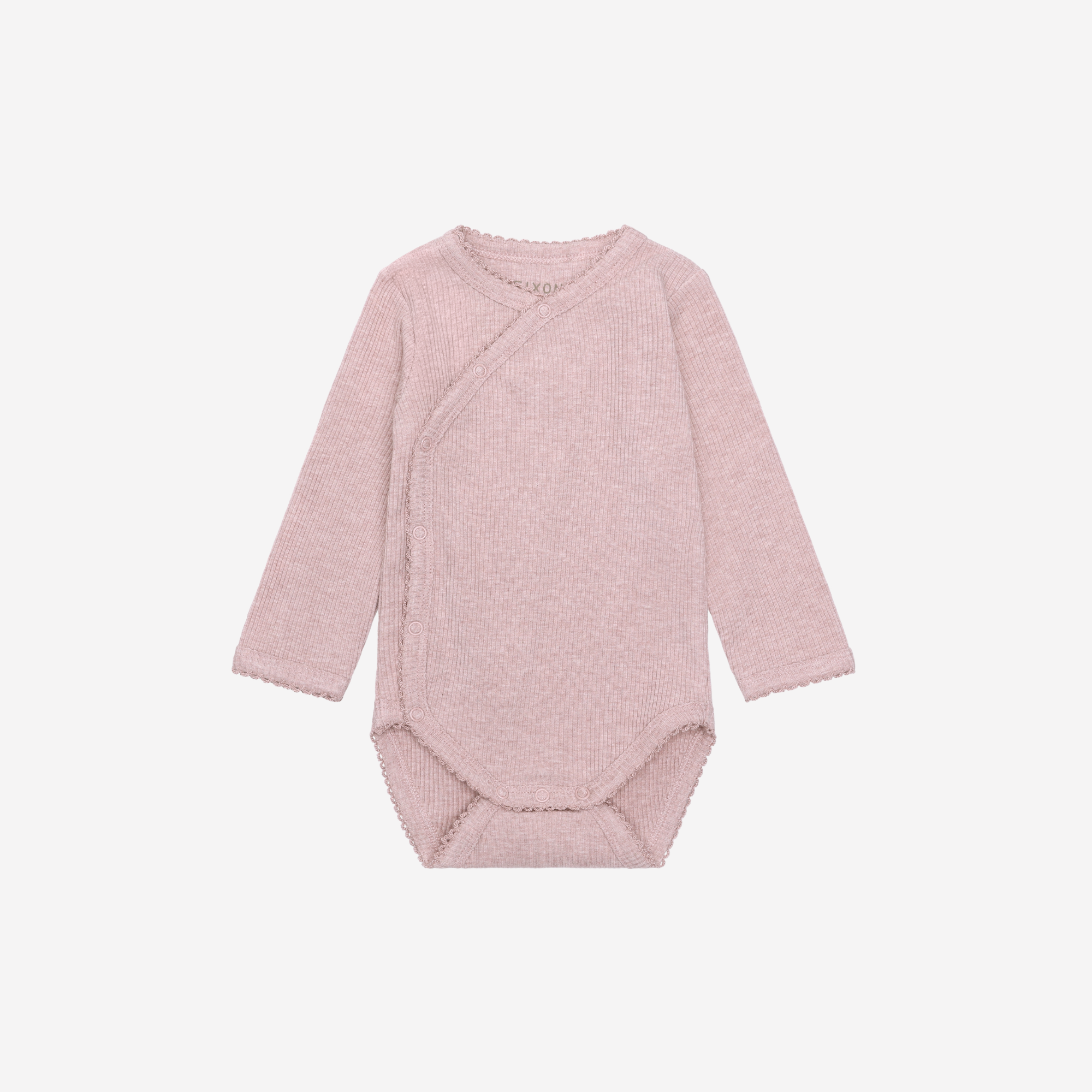 Overslag romper lange mouw - Modal/Katoen - Pale Mauve Melange - Fixoni voorkant