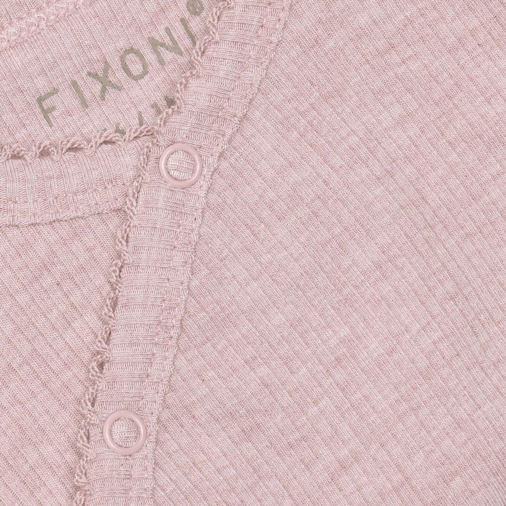 Overslag romper lange mouw - Modal/Katoen - Pale Mauve Melange - Fixoni close up