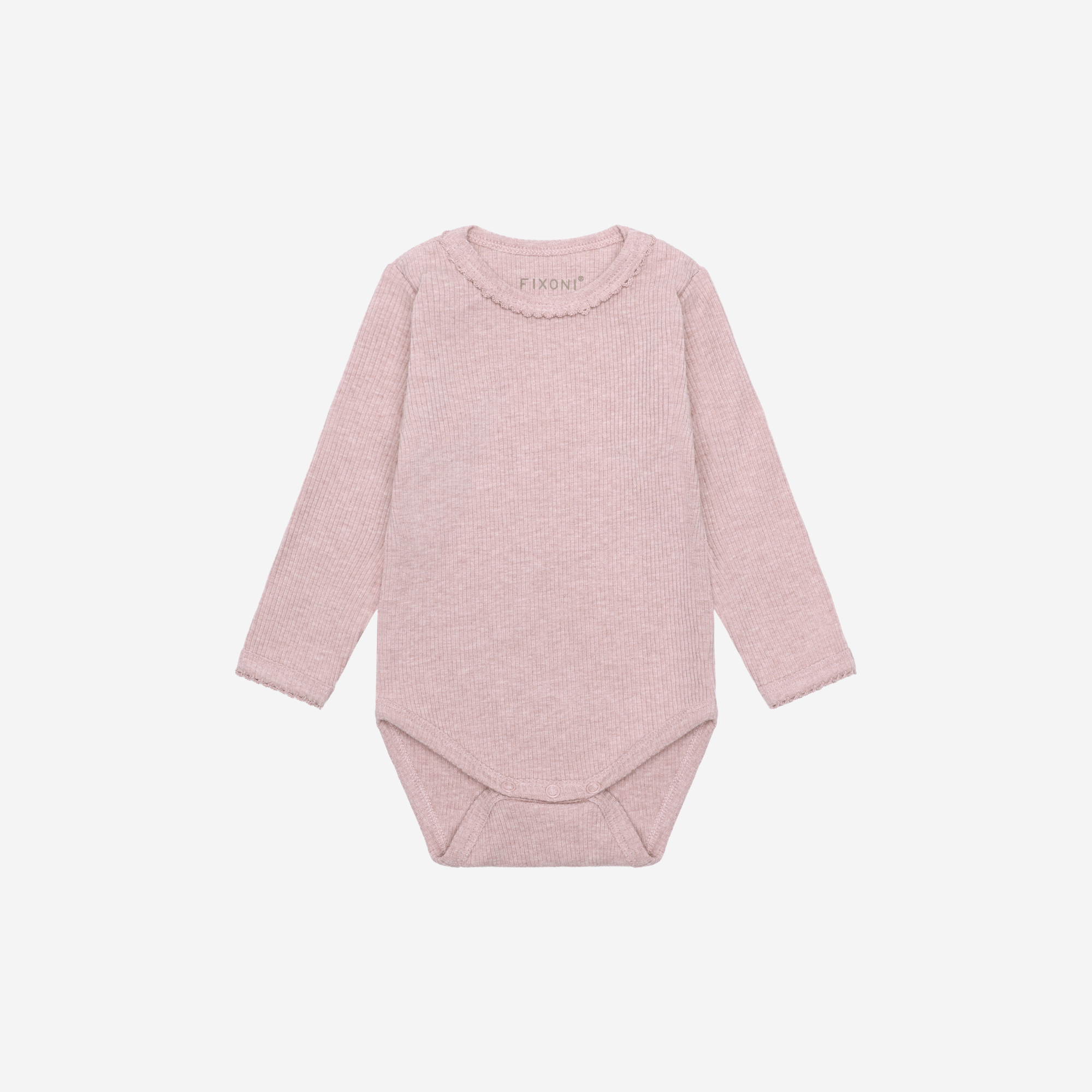 Romper lange mouw - Modal/Katoen - Pale Mauve Melange - Fixoni voorkant