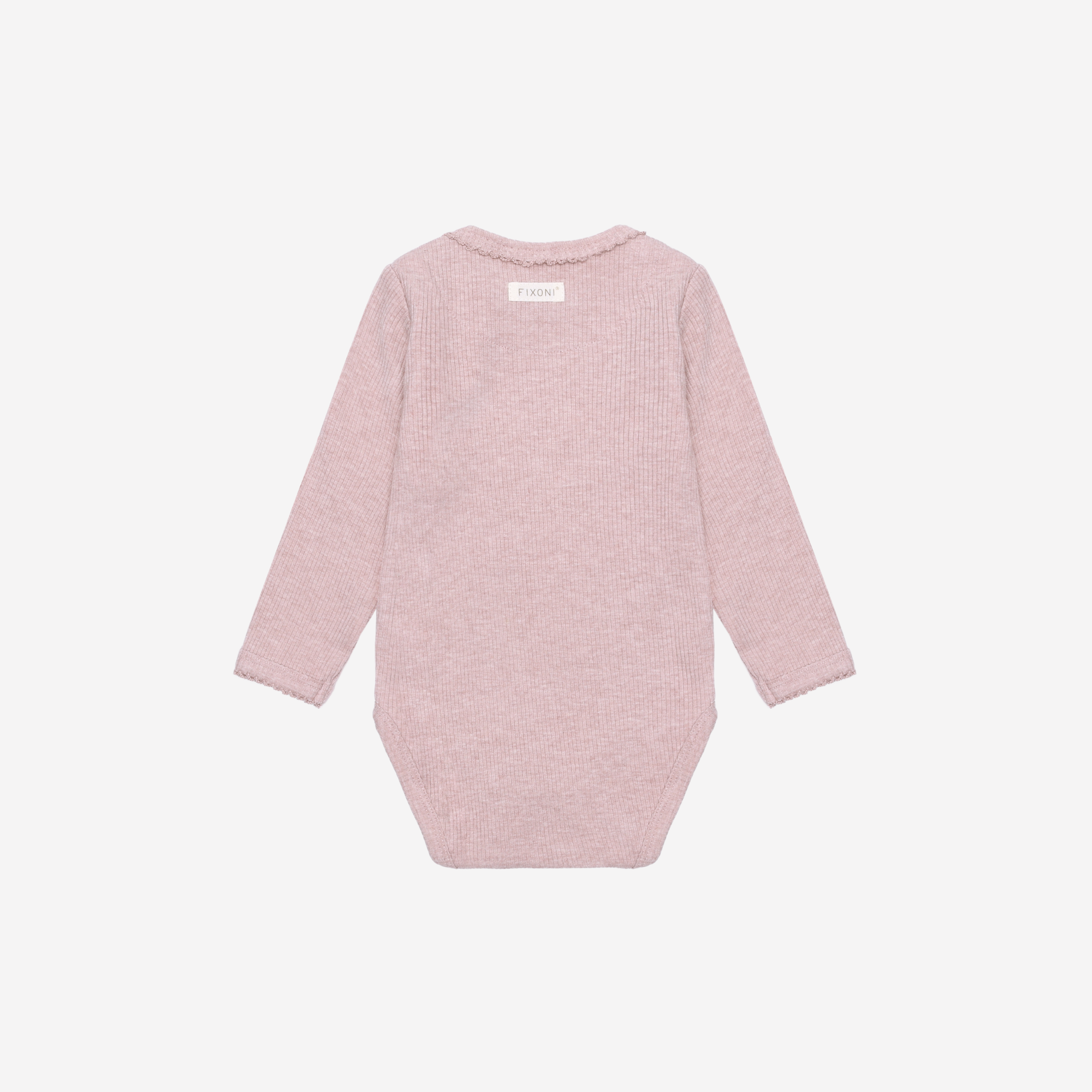 Romper lange mouw - Modal/Katoen - Pale Mauve Melange - Fixoni achterkant
