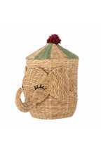 Bobo Basket Nature – Elefanten-Aufbewahrungskorb mit Deckel – Bloomingville MINI: Freistehende Produktansicht des Korbs mit Deckel.