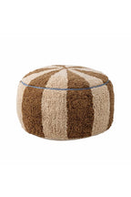 Charoline Pouf Brown – Bloomingville MINI: isolated product view of the round striped pouf.