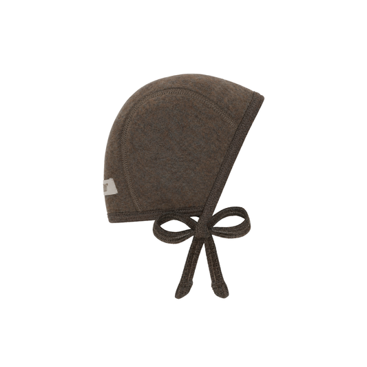 Strikmutsje/Bonnet - Merino wol fleece - HUTTEliHUT brown melange