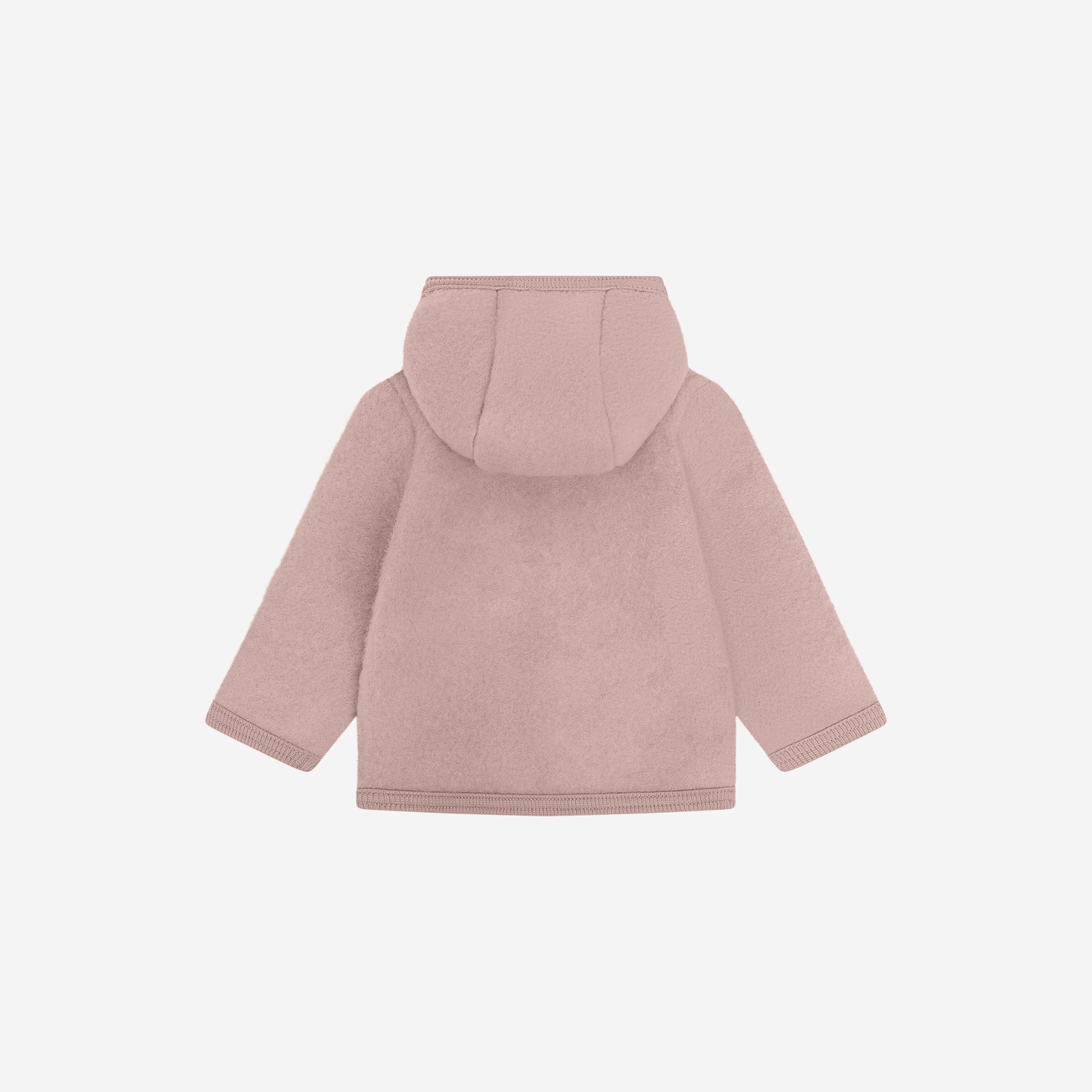 Jasje met capuchon -  Merino wol fleece - 100% wol - HUTTEliHUT woodrose achterkant