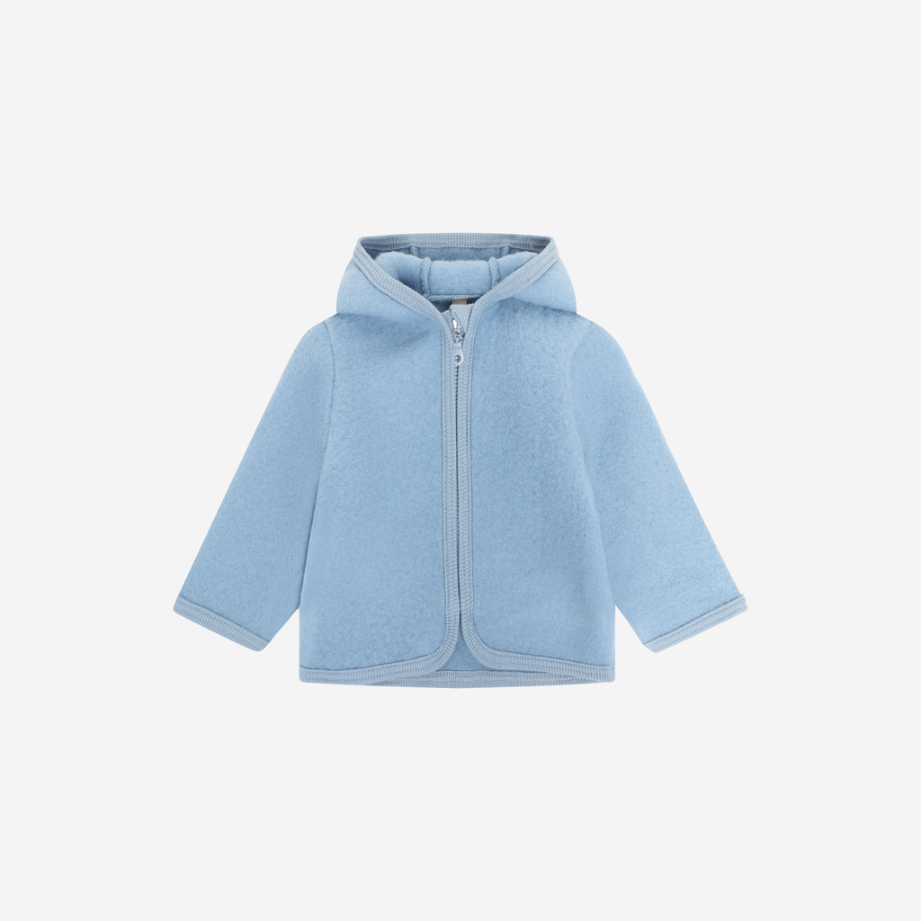 Jasje met capuchon -  Merino wol fleece - 100% wol - HUTTEliHUT voorkant winward
