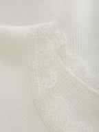 Top lange mouw - Modal katoen - Tofu/off white - Huttelihut close
